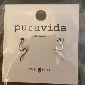 Pura Vida wave ear climber earrings